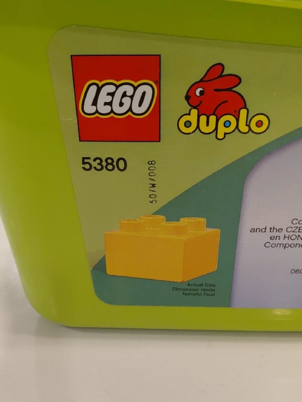 Lego Duplo Lime Green Storage Box with Lid And Pieces.  